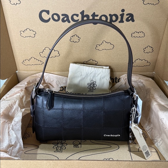 Coachtopia Alter Ego Small Checkerboard Upcrafted Black Leather Shoulder Bag NWT - Picture 15 of 16